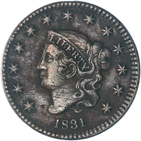 1831 (P) Coronet Large Cent Large Letters Very Fine VF Off Color See Pics F561 Cover