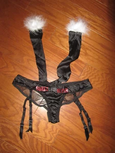 VINTAGE Victorias Secret Santa VALENTINE Christmas Panties V-string Garter Satin - Picture 1 of 16