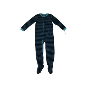 Carters Fleece Footed Pajama Blanket Sleeper Size 6 8 12 14 Stripe Blue - Picture 1 of 9