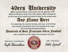 San Francisco 49Ers~ Niner Football Fan Man Cave Certificate Diploma Gift