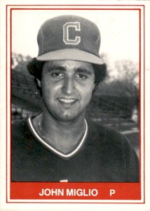 1982 Waterloo Indians TCMA #8 John Miglio Elmwood Park Illinois IL Baseball Card