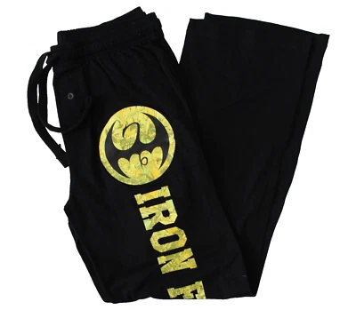 Marvel Iron Fist Logo Elastic Waist Drawstring Pajama Lounge Pants Size S Black - Image 1 of 4