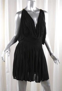 ALEXANDER McQUEEN Mujer Negro Cuello Joya Capucha Drapeada Blusa Vestido 38/2 - Imagen 1 de 7