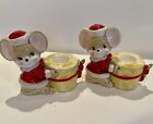 Lot Of 2 Vintage Josef Originals Christmas Mice Mouse Candle Holders