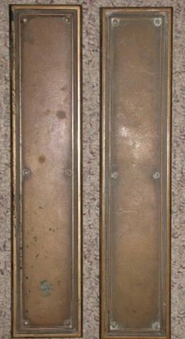 2 Antique YALE Bronze Door Push Plates 3 1/2" x 16" Cover