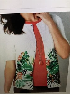 NWT CHRISTOPHER & BANKS L TROPICAL BORDER PRINT CARDIGAN SWEATER $54.95 - Picture 1 of 2