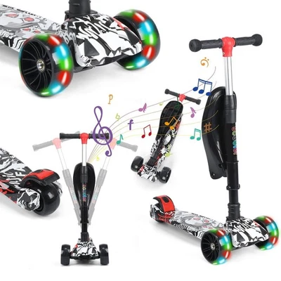 Faltbar Kinder Roller LED Räder Kinderscooter Dreiradscooter Scooter Cityroller - Bild 1 von 4