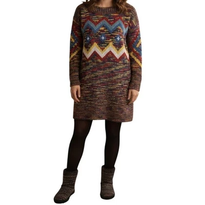Monroe & Main Mujer Suéter Túnica Mini Vestido Pequeño Colorido Artístico Bohemio Años 90 Foto 1 de 4