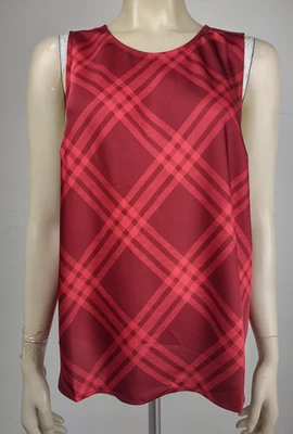 NUEVO CON ETIQUETAS J. Camiseta sin mangas Crew roja a cuadros carrera damas mujeres XL Foto 1 de 4