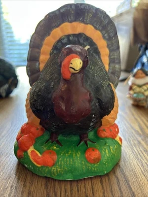 Vela multicolor vintage de cera de pavo de acción de gracias muy detallada 5,5" T x 4,5" W Foto 1 de 4