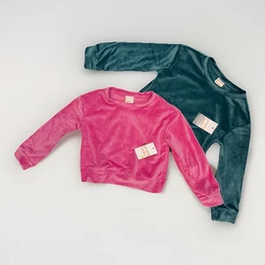 Jumping Beans Velour Athleisure Pullover Top Pink & Teal - Lot of 2 Girls 6 NEW - Picture 1 of 9