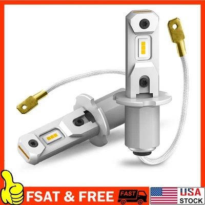 2PCS H3 LED Fog Lights Bulb Golden Yellow Extremely Bright High Power H3 LED NEW - Image 1 of 4