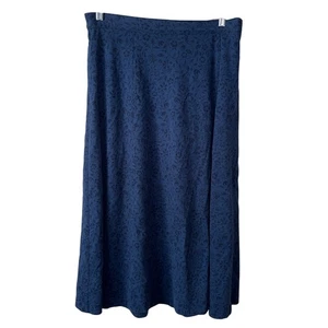L.L. Bean Damen Petite Blue Floral A-Linie Rock L 100% Baumwolle Knopfverschluss - Bild 1 von 5