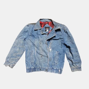 Vintage Rainbow Ridge Double Breasted Distressed Jean Jacket M Grunge Thrashed - Picture 1 of 13