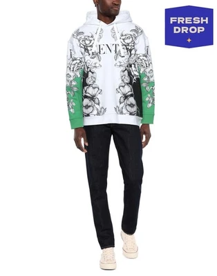 RRP €1250 VALENTINO Hoodie Size M Dark Blooming Print Pockets Logo Made in Italy - Imagem 1 de 4