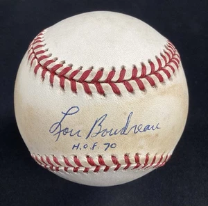 Lou Boudreau Signed Baseball OMLB Cleveland Indians 1970 HOF Autograph TPG - Picture 1 of 6
