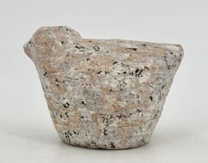 SMALL HAND CARVED MARBLE BIRD Pink White & Black - Picture 1 of 8