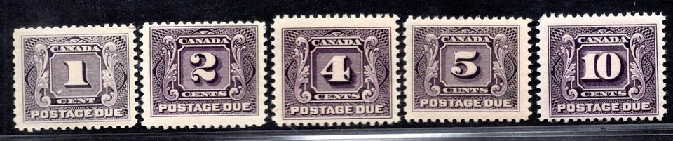 CANADA 1906-1928 FIRST POSTAGE DUES COMPLETE SET SC. #J1-J5 - Image 1 of 2