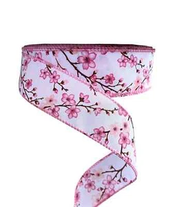 Kirkland Wire-Edged Ribbon 1.5" Wide 50 YD Cherry Blossoms Ribbon NEW - Picture 1 of 8