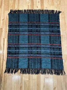 Manta LAP Biederlack Vintage a Cuadros 47”x 47” Rojo Verde Negro Púrpura - Imagen 1 de 6