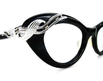 Gafas de sol o gafas de sol de gato negras vintage años 50 marco decorativo Foto 1 de 4