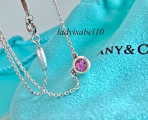 16,4" Tiffany & Co Peretti rosa Saphir 0,30ct Farbe Yard Halskette Silber mit Pouc - Bild 1 von 7