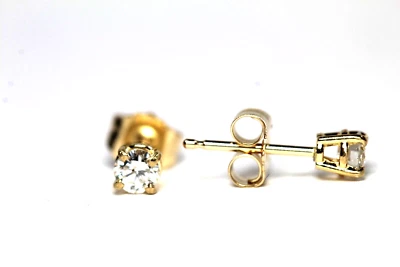*¡Nuevo!! Aretes de diamantes naturales VS-2/I-J de 0,27 quilates TW de oro amarillo sólido de 14 quilates Foto 1 de 4