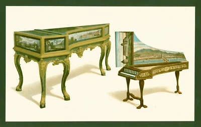 Lithographie anno 1892 - historische Musikinstrumente - Clavicembalo - Cembalo - Bild 1 von 4