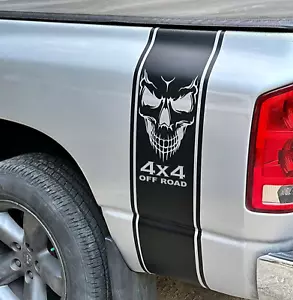 Skull Stripes For Dodge Ram 1500 Vinyl Decals Rear Bed 4x4 Off Road Graphics - Bild 1 von 8