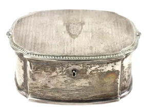 VINTAGE RARE STERLING SILVER ANTIQUE JEWELRY BOX With 2 Keys Total Weight 15 oz - Picture 1 of 8