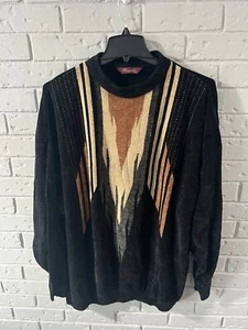 Vintage Coogi Style Bergati Knit Multicolor Brown Black Tan Sweater 5XL XXXXXL - Picture 1 of 3