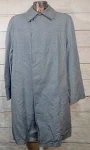 Vintage SEARS The Mens Store Checker Plaid 42 Reg Lined Trench Coat USA Made - Picture 1 of 19