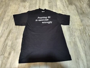 Vintage Single Stitch T-shirt Pushing 50 Is Exercise Enough 1980's Men's L USA - Picture 1 of 13