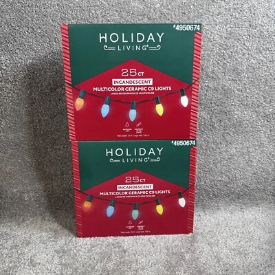 NEW! Holiday Living - (2 sets) 25ct Multi-Color Ceramic C9 Lights - 25ft - Image 1 of 4
