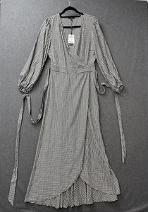 Next Emma Willis collection dress size 10 black white gingham check maxi wrap - Picture 1 of 21