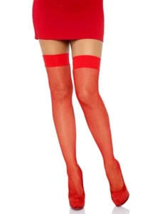 Leg Avenue Red Fishnet Thigh High Stockings Style 9011 One Size Adult New - Picture 1 of 4