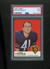 Beautiful 1969 Topps Football Card  #26 Bryon Piccolo  PSA 7