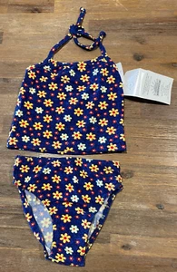 Girls size 4 Summer fun halter singlet bikini set swimwear bathers floral NEW - Picture 1 of 2