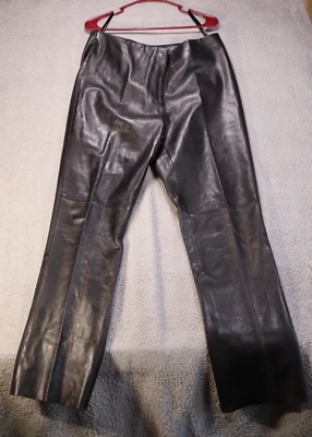 Pantalones forrados de cuero de cordero VS2 By Vakko para mujer talla 12 negros tiro alto corte bota " Foto 1 de 4