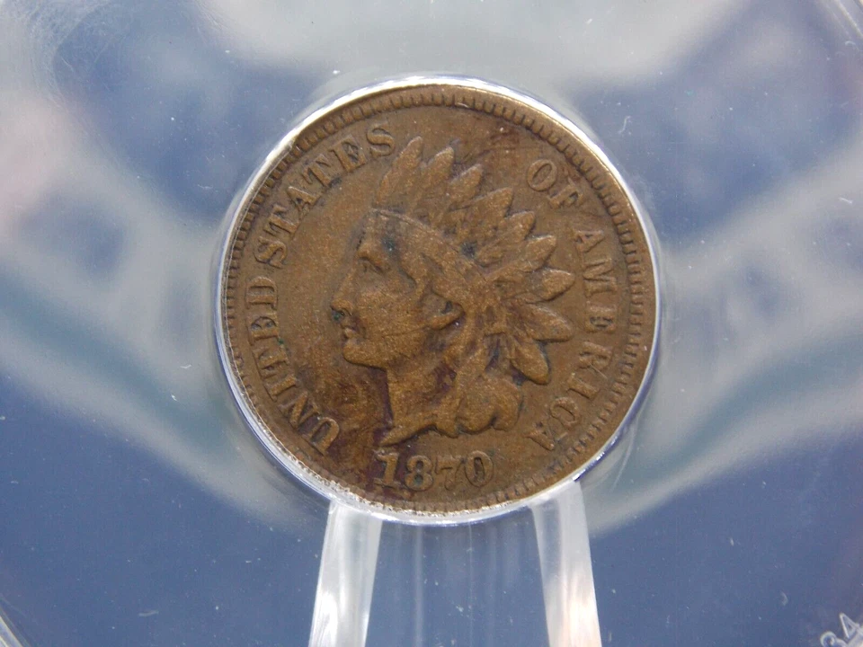 1870 Indian Head Cent Penny 1c ANACS VF25 #443 Very Fine ECC&C, Inc. - Image 1 of 4