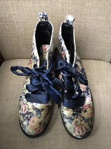 Dirty Laundry Velvet Moto Floral Combat Boho Multicolor Boots Size 6 - Picture 1 of 6