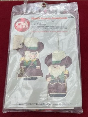 Plastic Canvas Ornaments-Cowboy and Cowgirl NIP - Image 1 of 3
