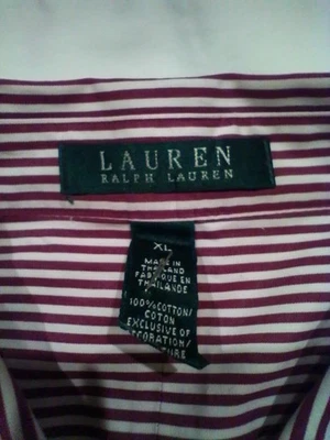 Lauren Ralph Lauren XL Button Down Dress Shirt Purple/White stripes - Image 1 of 4