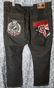 NWT Coogi Jeans Mens 46 x 34 TRI Black Straight Nations Tournament Embroidered - Picture 1 of 17