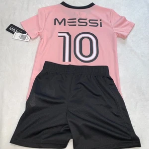 Lionel Messi inter Miami soccer football jersey and shorts set age 5 new pink - Picture 1 of 8