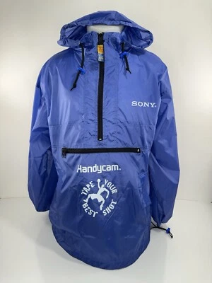 SONY / HANDYCAM винтажный 90-х мужской L молнии с капюшоном ветровка куртка - отличное - Изображение 1 из 4