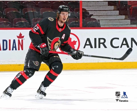 Thomas Chabot Ottawa Senators Unsigned Black Jersey Skate vs Winnipeg Jets Photo Cover