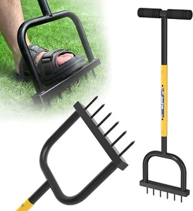 Adjustable Lawn Aerator 6 Spikes 38 Inch Manual Grass Tool for Yard Care - Picture 1 of 6