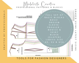 FULL SET - BASIC BLOCKS FOR PATTERN CUTTING - SKIRT, TROUSER, BODICE & DRESS! - Picture 1 of 11
