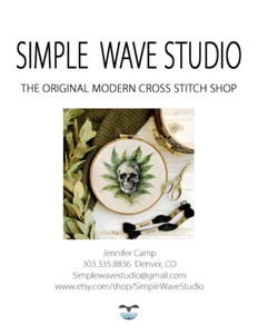 Skull Weed Pot Marijuana Leaf Counted Cross Stitch Pattern - Picture 1 of 5